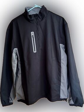 Straight Down Men's M 1/4 Zip Golf Windbreaker Pullover Jacket NWT Black Gray